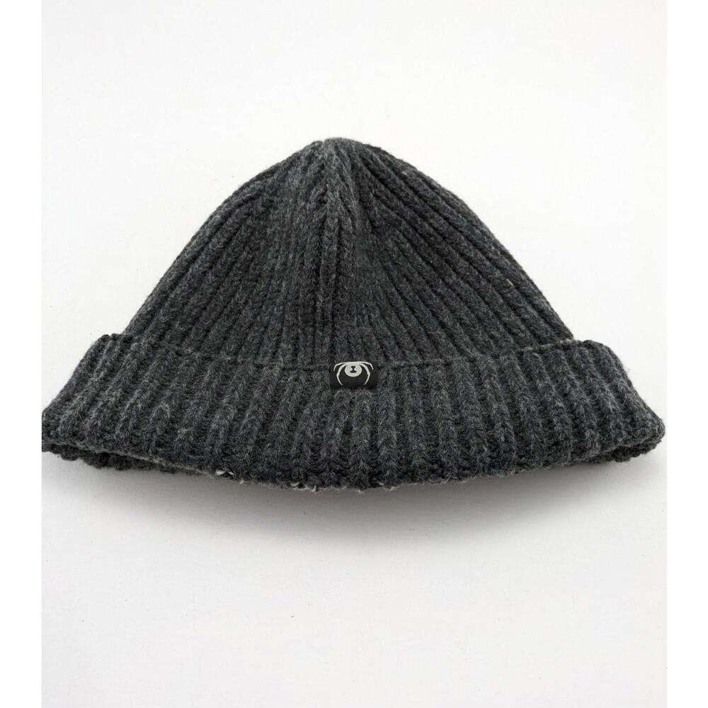 Mens Spyder Gray‎ Wool Heavy Knit Stretch Comfort Winter Beanie Cap Hat One Size